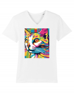 Pop Art  Cat Tricou mânecă scurtă guler V Bărbat Presenter