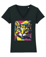 Pop Art  Cat Tricou mânecă scurtă guler V Damă Evoker