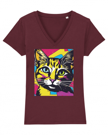 Pop Art  Cat Burgundy