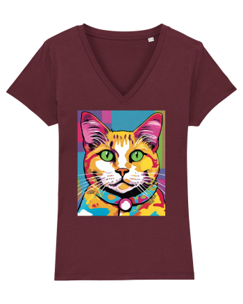 Pop Art  Cat Burgundy
