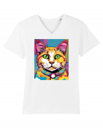 Pop Art  Cat Tricou mânecă scurtă guler V Bărbat Presenter