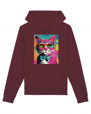 Pop Art  Cat Burgundy