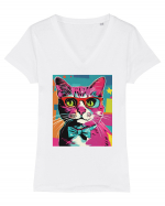 Pop Art  Cat Tricou mânecă scurtă guler V Damă Evoker