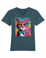 Pop Art  Cat Tricou mânecă scurtă guler V Bărbat Presenter