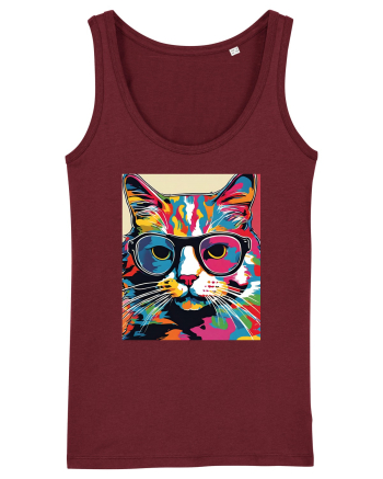 Pop Art  Cat Burgundy