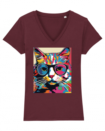 Pop Art  Cat Burgundy