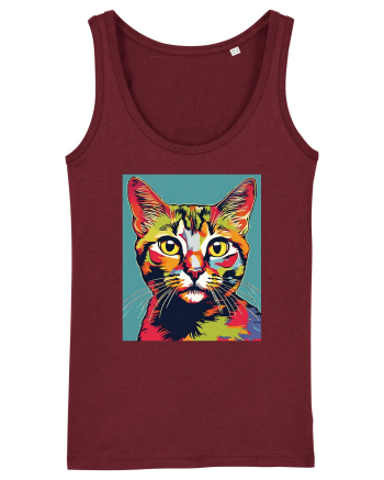 Pop Art  Cat Burgundy