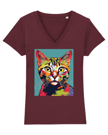 Pop Art  Cat Burgundy