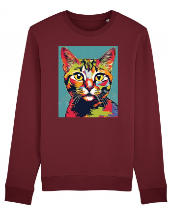 Pop Art  Cat Burgundy