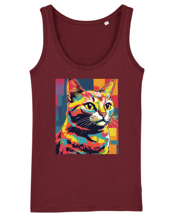 Pop Art  Cat Burgundy