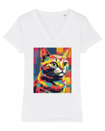 Pop Art  Cat Tricou mânecă scurtă guler V Damă Evoker