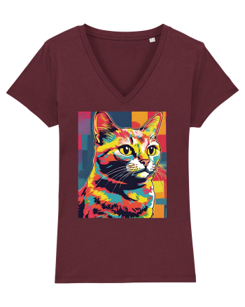 Pop Art  Cat Burgundy