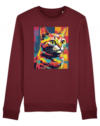 Pop Art  Cat Burgundy