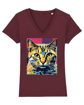 Pop Art  Cat Burgundy