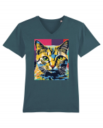 Pop Art  Cat Tricou mânecă scurtă guler V Bărbat Presenter