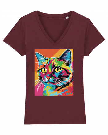 Pop Art  Cat Burgundy