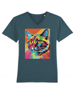 Pop Art  Cat Tricou mânecă scurtă guler V Bărbat Presenter