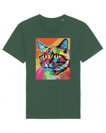 Pop Art  Cat Bottle Green