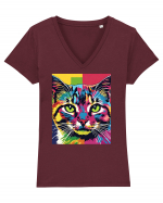 Pop Art  Cat Tricou mânecă scurtă guler V Damă Evoker