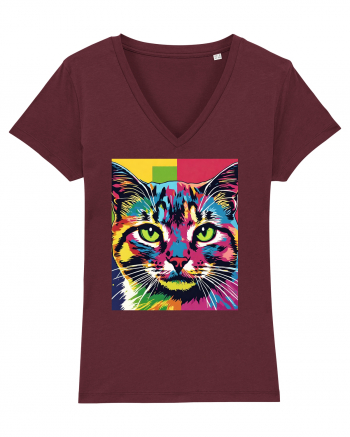 Pop Art  Cat Burgundy