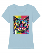 Pop Art  Cat Tricou mânecă scurtă guler larg fitted Damă Expresser