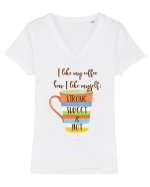 O cafea ca mine Tricou mânecă scurtă guler V Damă Evoker
