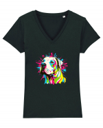 Dogo Argentino Pop Art Tricou mânecă scurtă guler V Damă Evoker