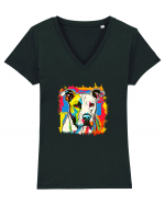 Dogo Argentino Pop Art Tricou mânecă scurtă guler V Damă Evoker