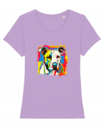 Dogo Argentino Pop Art Tricou mânecă scurtă guler larg fitted Damă Expresser