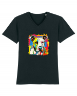 Dogo Argentino Pop Art Tricou mânecă scurtă guler V Bărbat Presenter