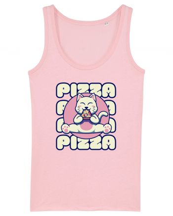 Cute kawaii cat eating pizza Cotton Pink