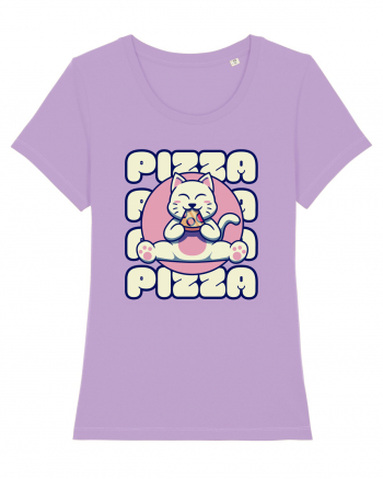 Cute kawaii cat eating pizza Lavender Dawn