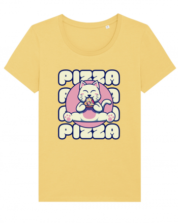 Cute kawaii cat eating pizza Jojoba