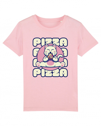 Cute kawaii cat eating pizza Cotton Pink