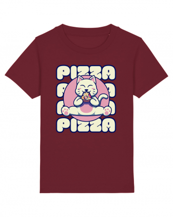 Cute kawaii cat eating pizza Burgundy