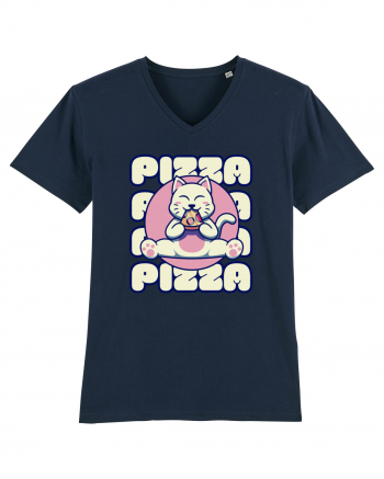 Cute kawaii cat eating pizza French Navy