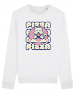 Cute kawaii cat eating pizza Bluză mânecă lungă Unisex Rise