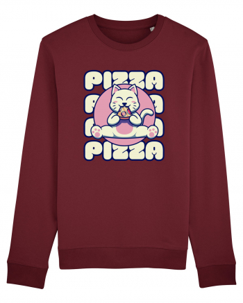 Cute kawaii cat eating pizza Burgundy