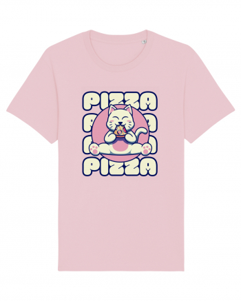 Cute kawaii cat eating pizza Cotton Pink