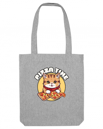 Cute kawaii cat eating pizza Heather Grey