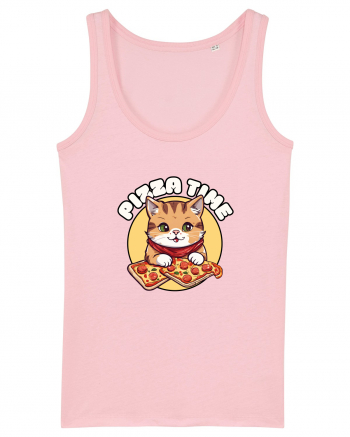 Cute kawaii cat eating pizza Cotton Pink