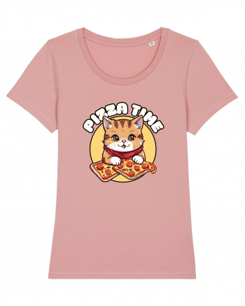 Cute kawaii cat eating pizza Canyon Pink