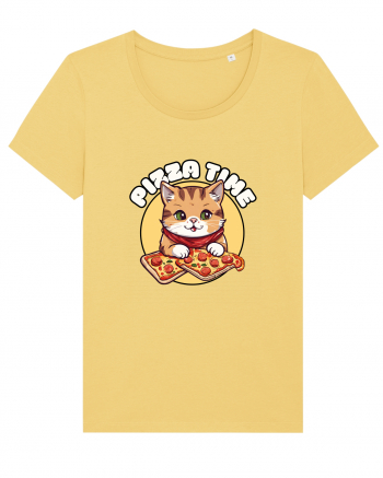 Cute kawaii cat eating pizza Jojoba