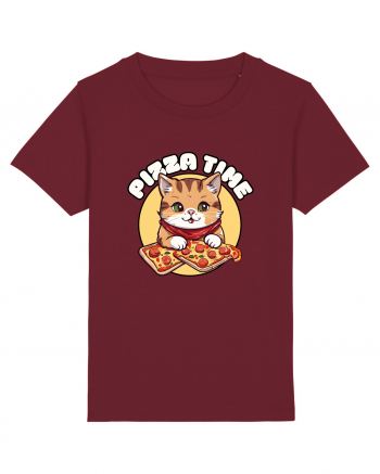 Cute kawaii cat eating pizza Burgundy