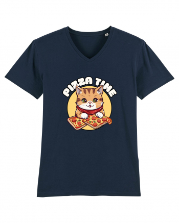 Cute kawaii cat eating pizza French Navy