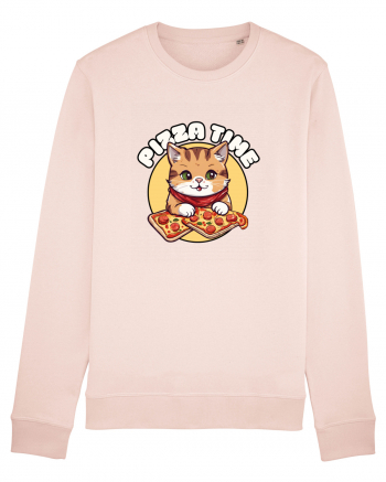 Cute kawaii cat eating pizza Candy Pink