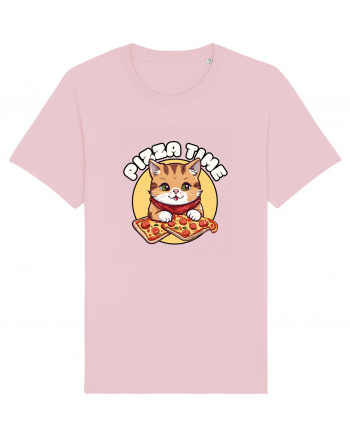 Cute kawaii cat eating pizza Cotton Pink