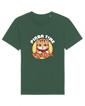 Cute kawaii cat eating pizza Bottle Green