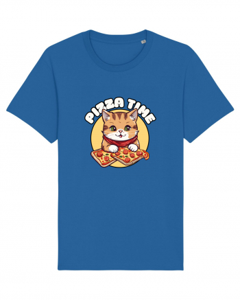 Cute kawaii cat eating pizza Royal Blue