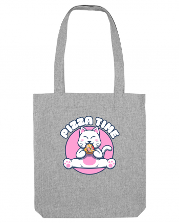 Cute kawaii cat eating pizza Heather Grey